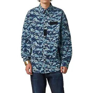 Diesel S-Davies Button Down Shirt Mens XXL Blue Camo Long Sleeve Cotton Regular